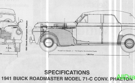 Buick Roadmaster (1940) - drawings (drawings) of the car